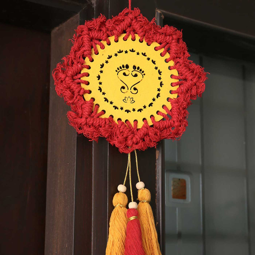 Set Of 2 | Handmade Macrame Laxmi Feet Theme Hangings