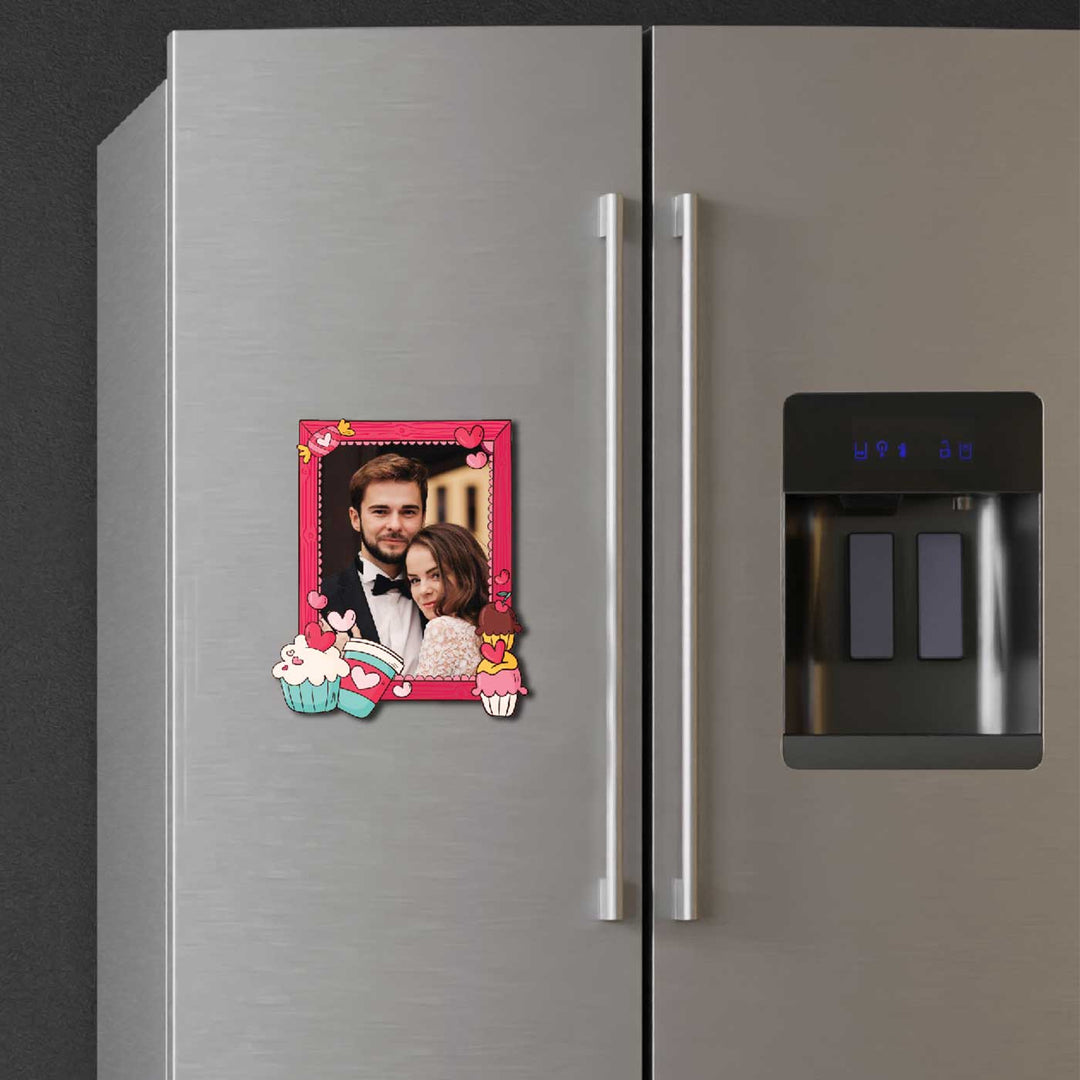 Photo Personalized Dessert Love Theme Wooden Fridge Magnet