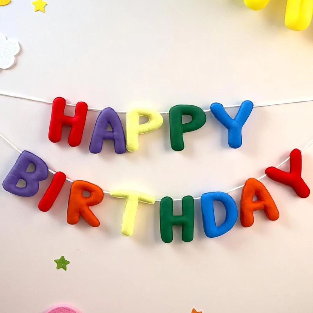 Handmade Stuffed Design Felt Happy Birthday Bunting