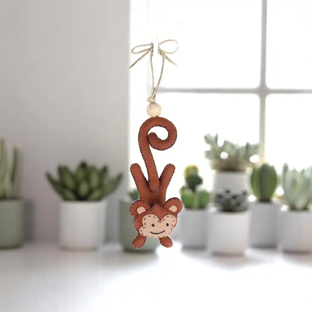 Handmade Monkey Felt Hanging For Kids