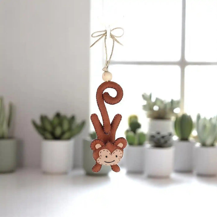 Handmade Monkey Felt Hanging For Kids