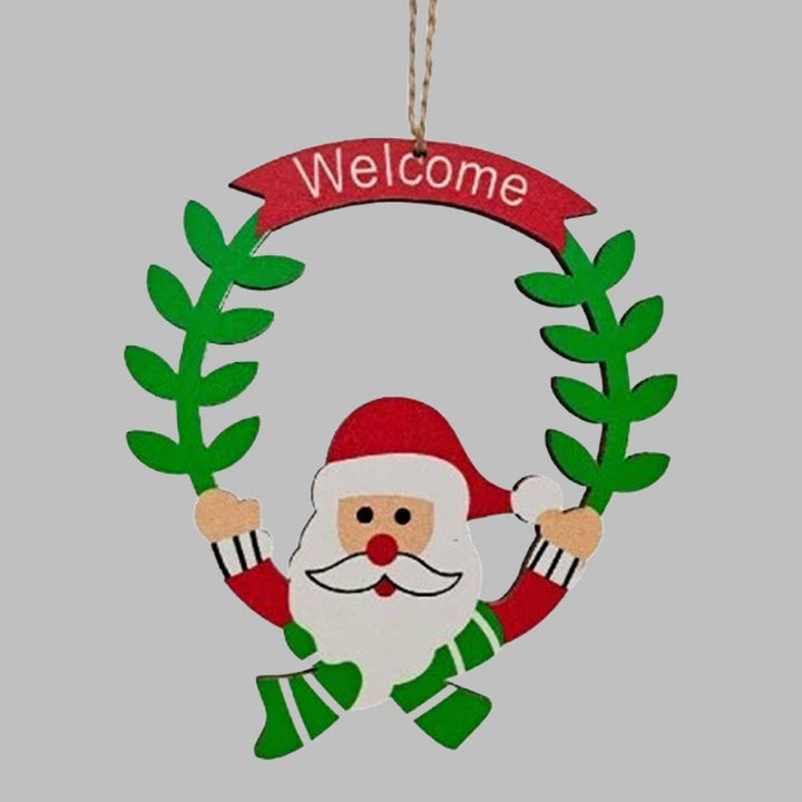 Handmade Santa's Greeting Wooden Ornaments For Christmas Tree Decoration
