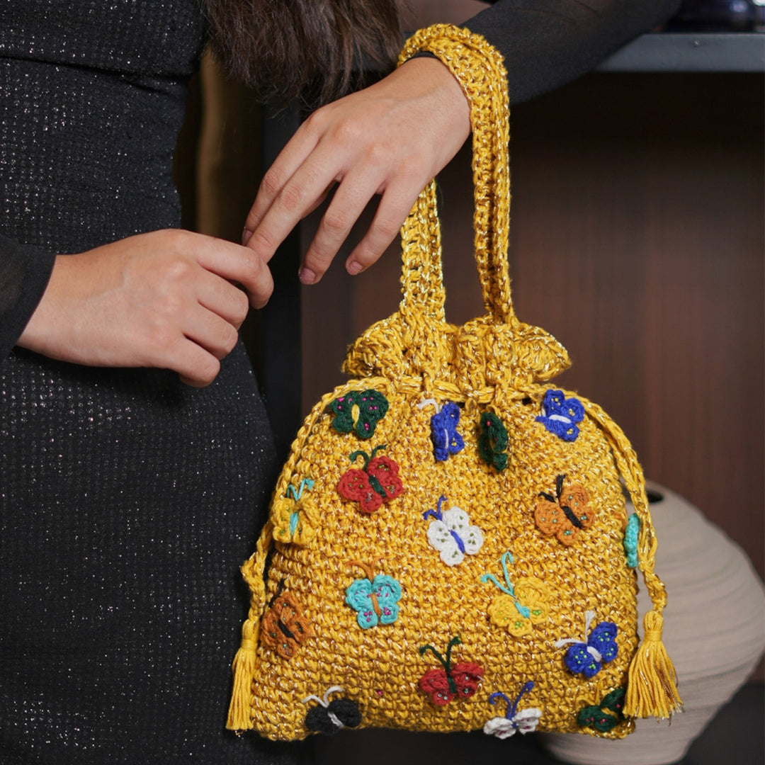 Handmade Crochet Butterfly Ballet Potli