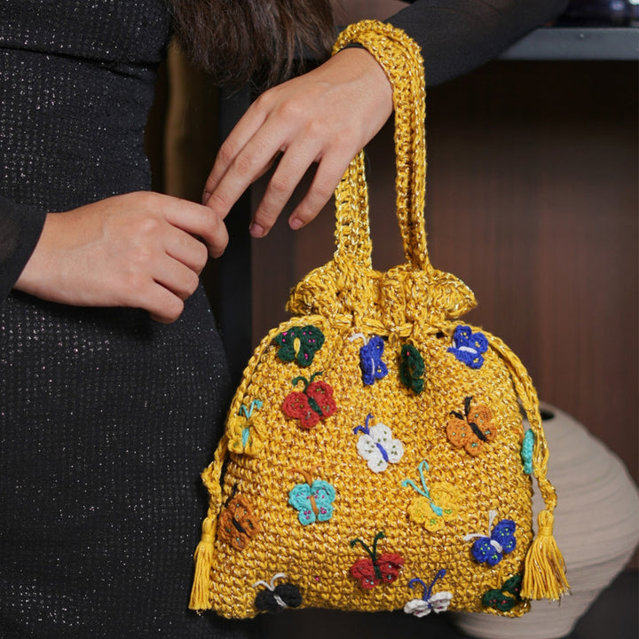 Handmade Crochet Butterfly Ballet Potli