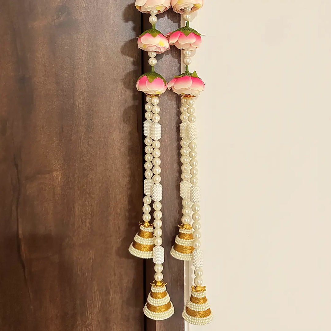 Handmade Decorative Pink Peonies & Moti Hanging