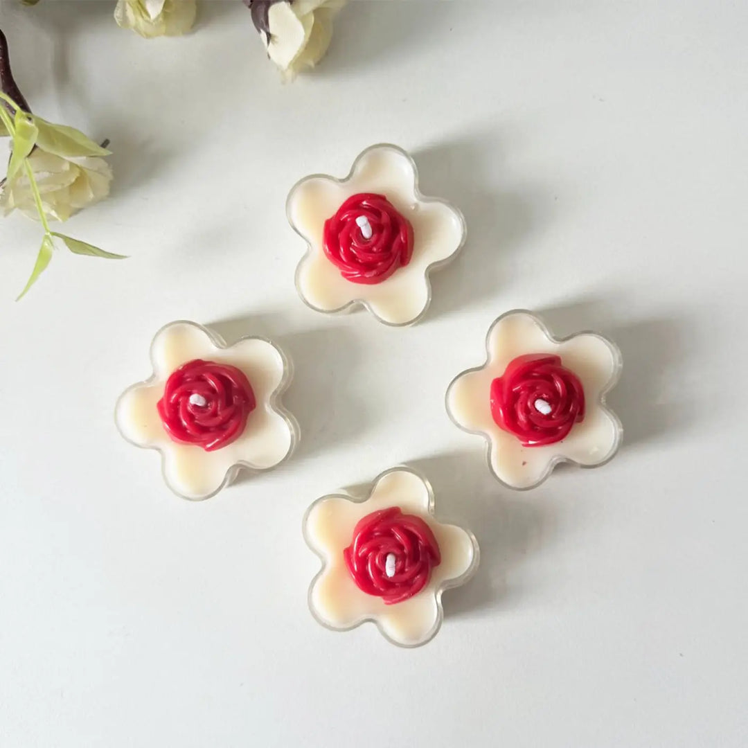 Handmade Red Rose Soy Wax Candles | Set Of 4