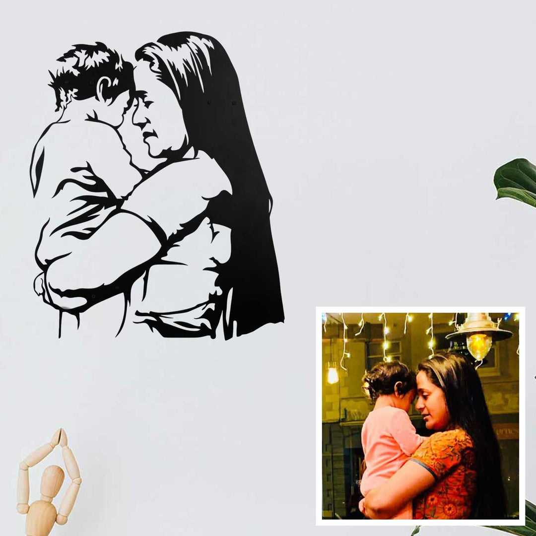 Photo Personalized Handmade Laser Cut Mother And Child Metal Decorative Plaque
