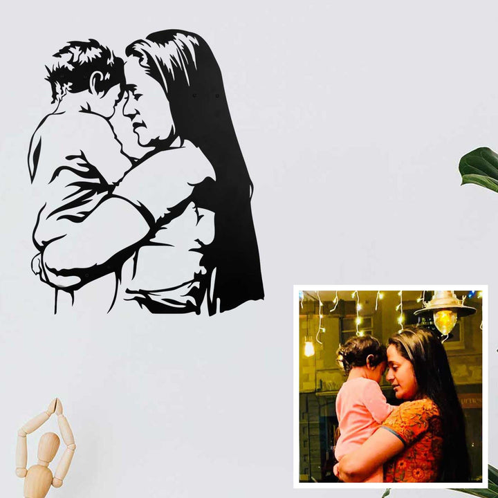 Photo Personalized Handmade Laser Cut Mother And Child Metal Decorative Plaque