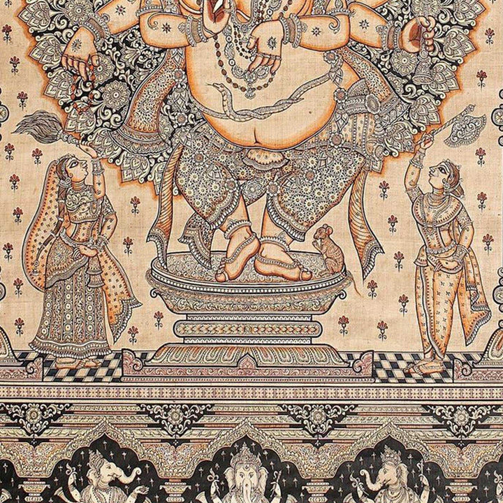 48 X 36 Inch | Handmade Silk Ganesha Painting