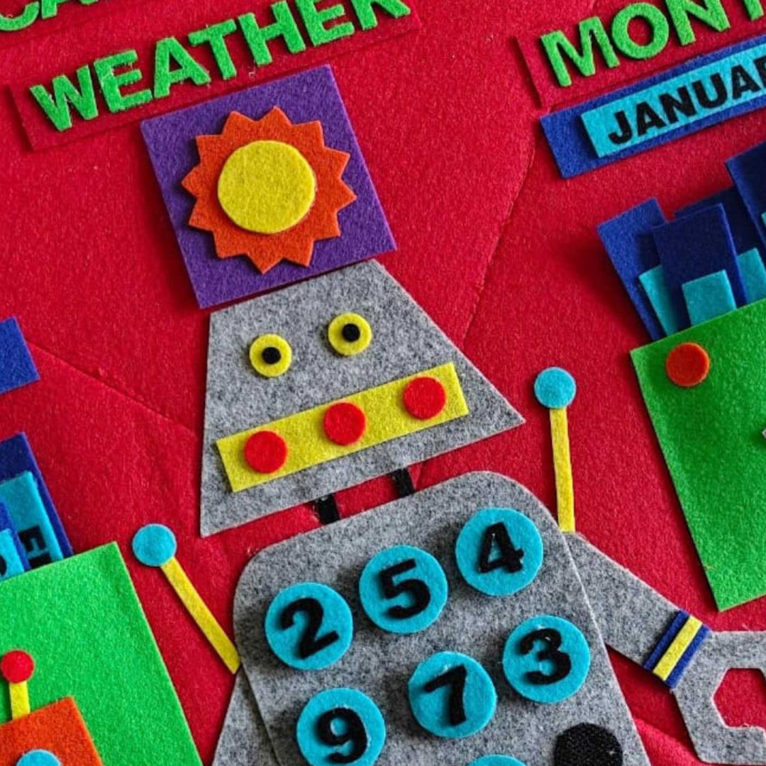 Personalized Handmade Robot Theme Felt Wall Calender