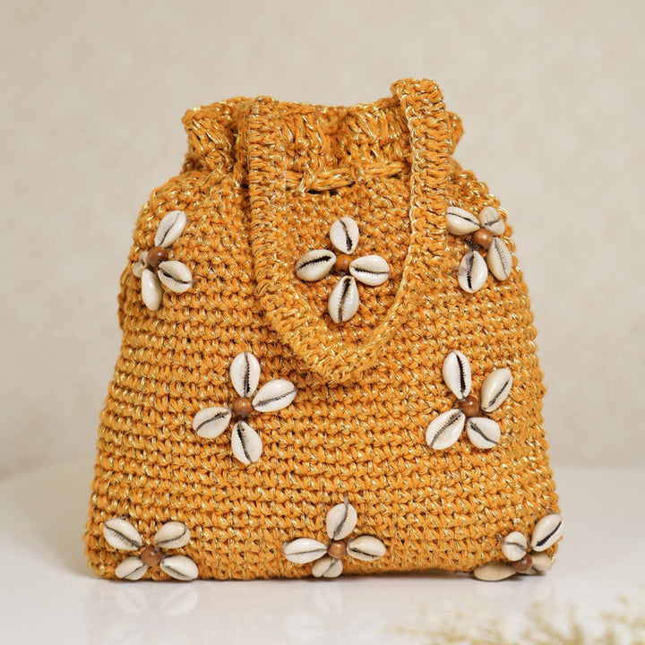 Handmade Crochet Shell Bloom Potli