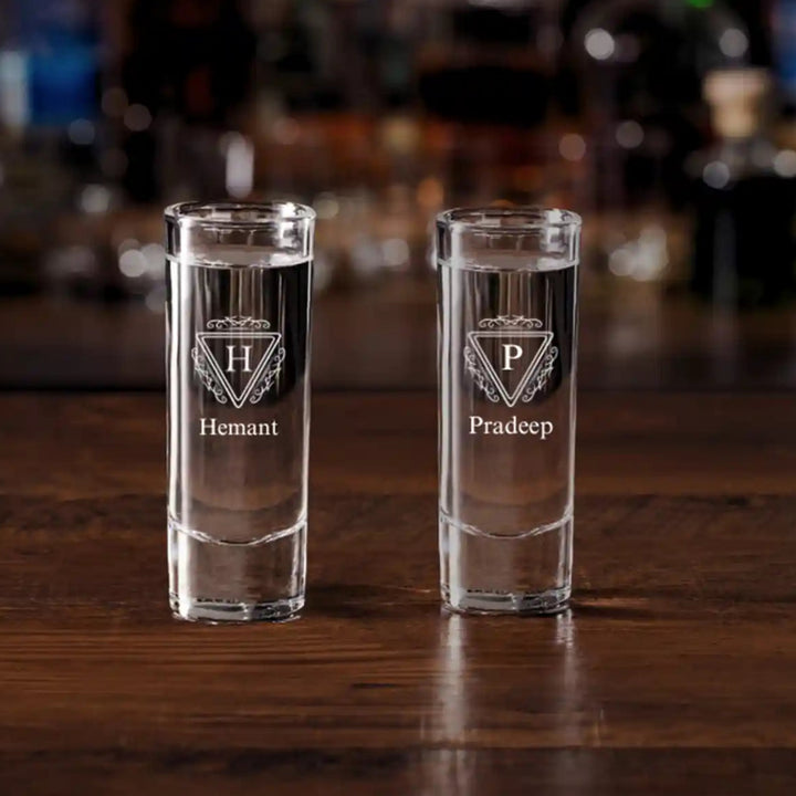 Personalized Engraved Monogram Design Shot Glass | Set Of 2 | 60 ML