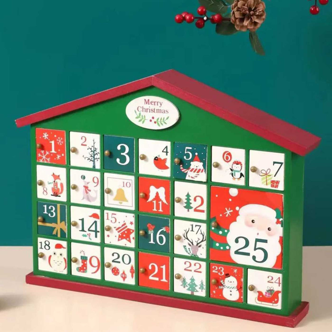 Handmade Wooden Tinsel Town House Advent Calendar