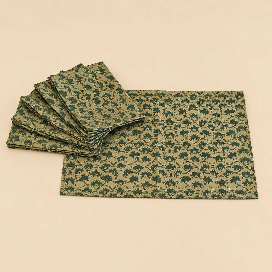 6 Pc | Hand Screen Printed Anar Silk Table Mat For Festive Dining