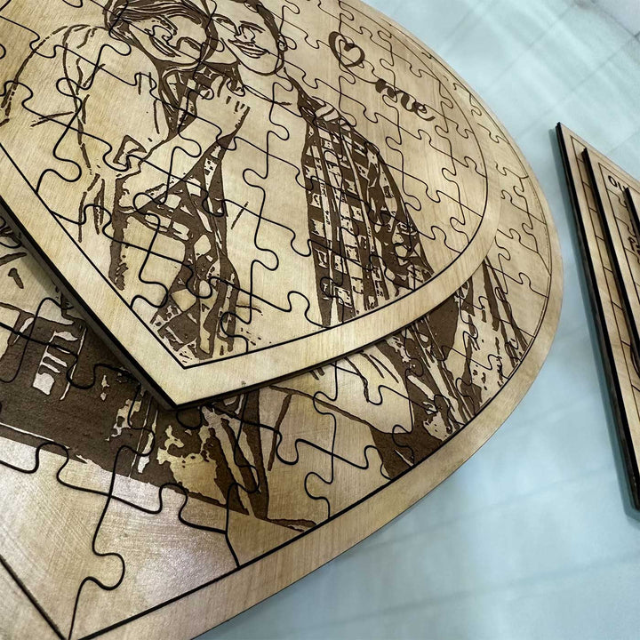 Photo Personalized Heart Shaped MDF Wood Puzzle