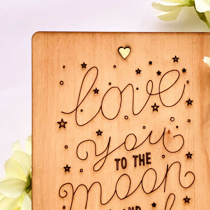 Engraved “Love You to the Moon & Back” Wooden Greeting Card