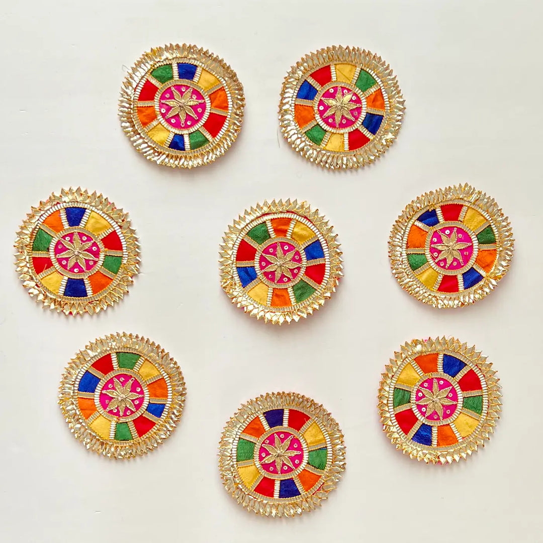 Handmade Gota Patti Colourful Flower Design Rangoli