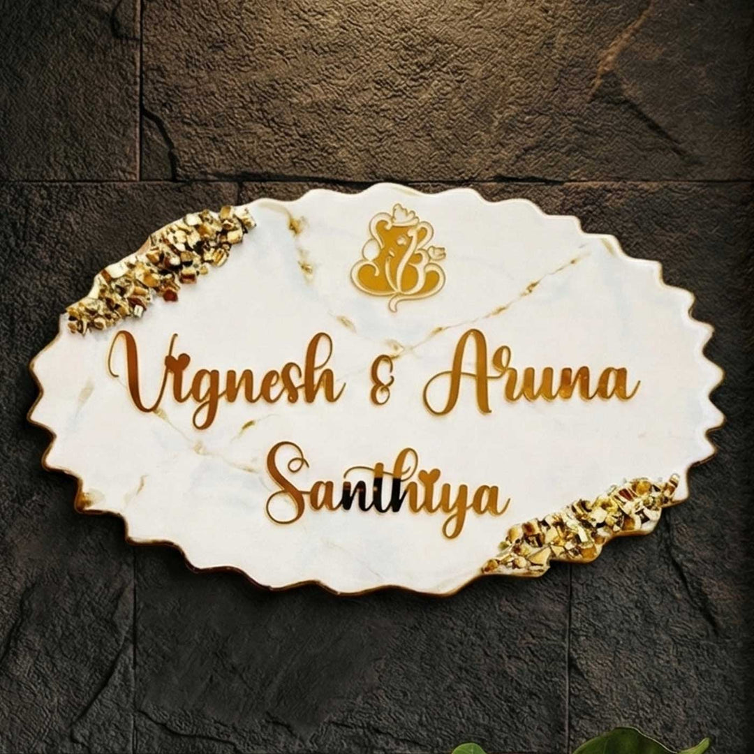 Personalized White Oval Resin Name Plate