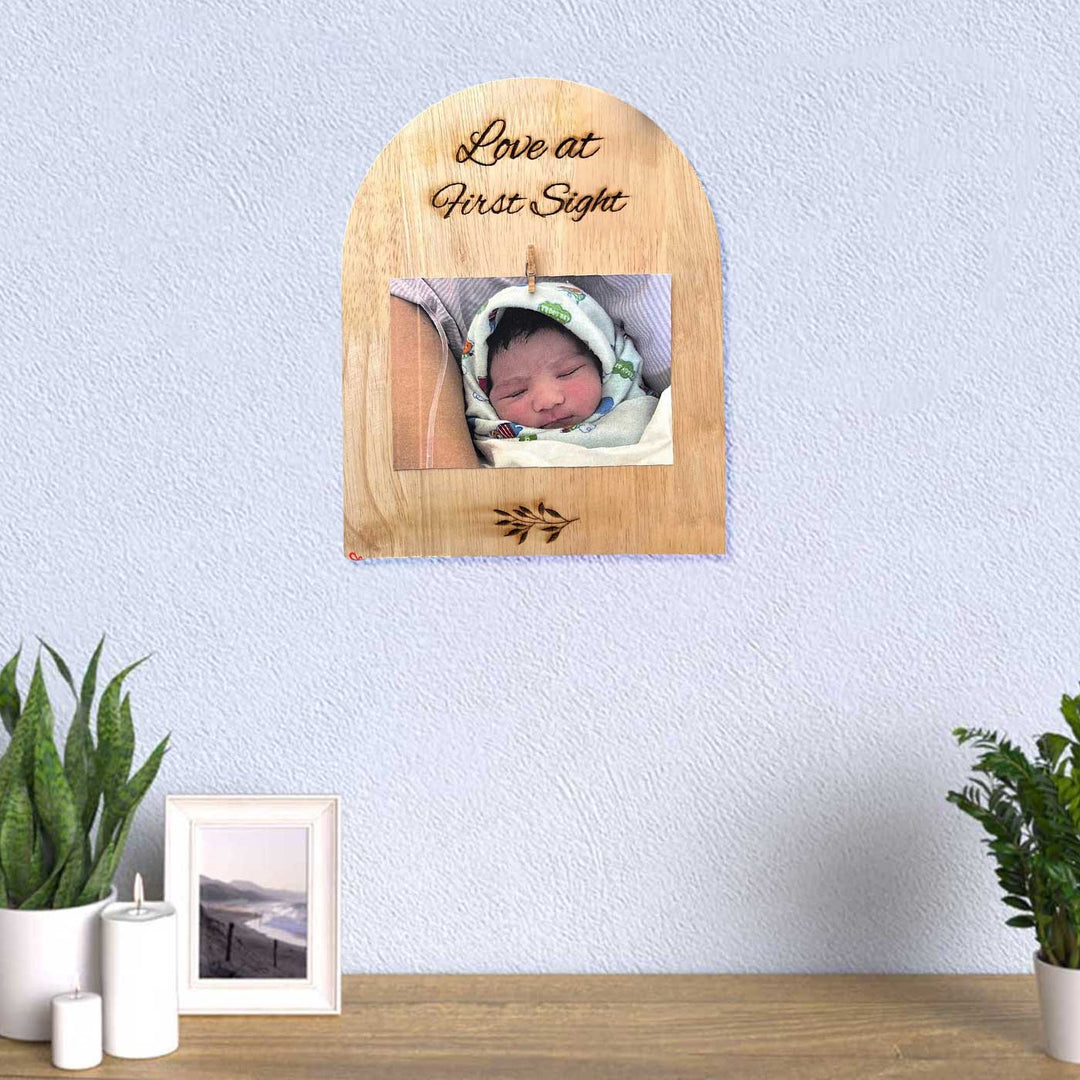 Photo Personalized Laser Cut "Love At First Sight" Wooden Decorative Plaque