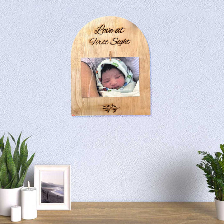 Photo Personalized Laser Cut "Love At First Sight" Wooden Decorative Plaque