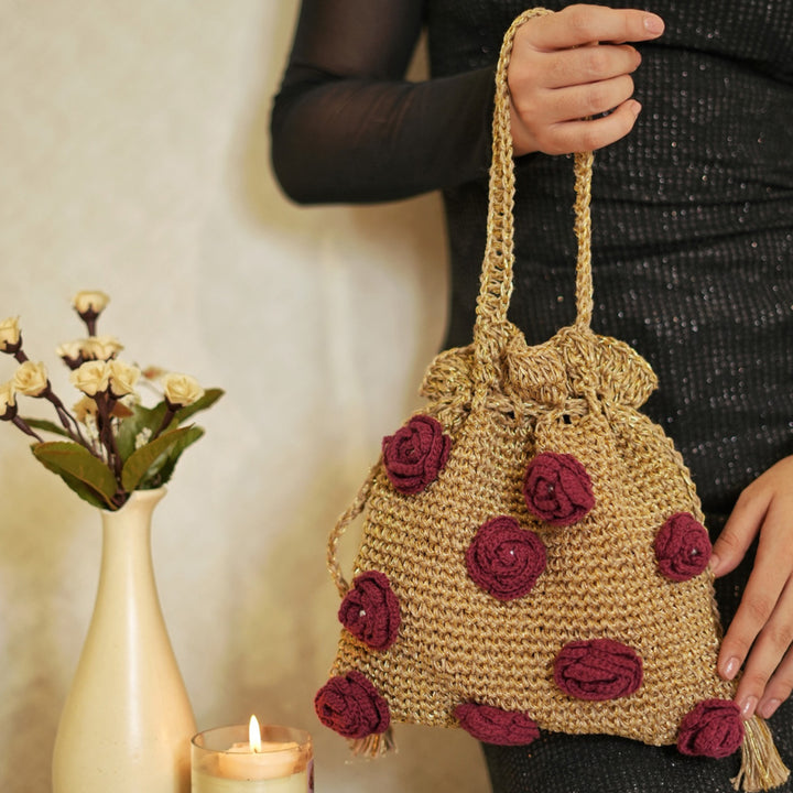 Handmade Crochet Twilight Rosette Potli