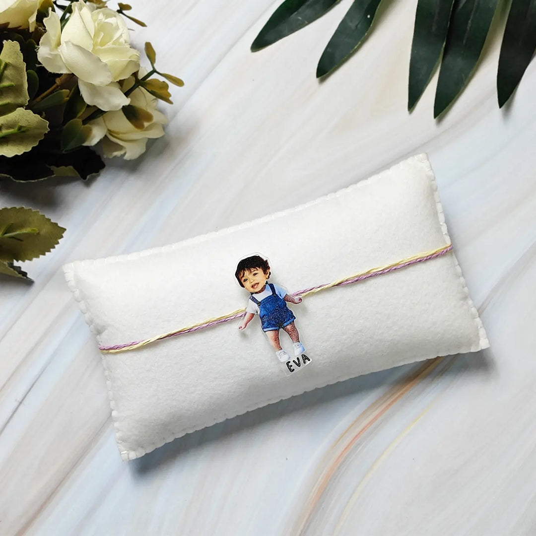 Photo Personalized Reusable Caricature Playful Kid Theme Acrylic Rakhi