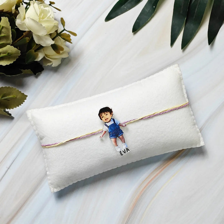 Photo Personalized Reusable Caricature Playful Kid Theme Acrylic Rakhi