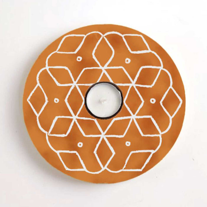 Hand-Painted Aureya Wooden Tealight Holder