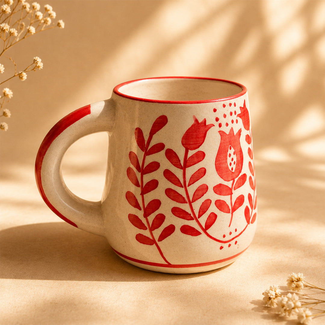 Ruby Sip Red Diwali Gift Hamper With Tumbler, Mug And Small Urli Soy Wax Candle For Festive Gifting
