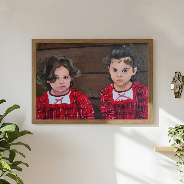 Photo Personalized Hand Painted Portrait With Premium Wooden Frame