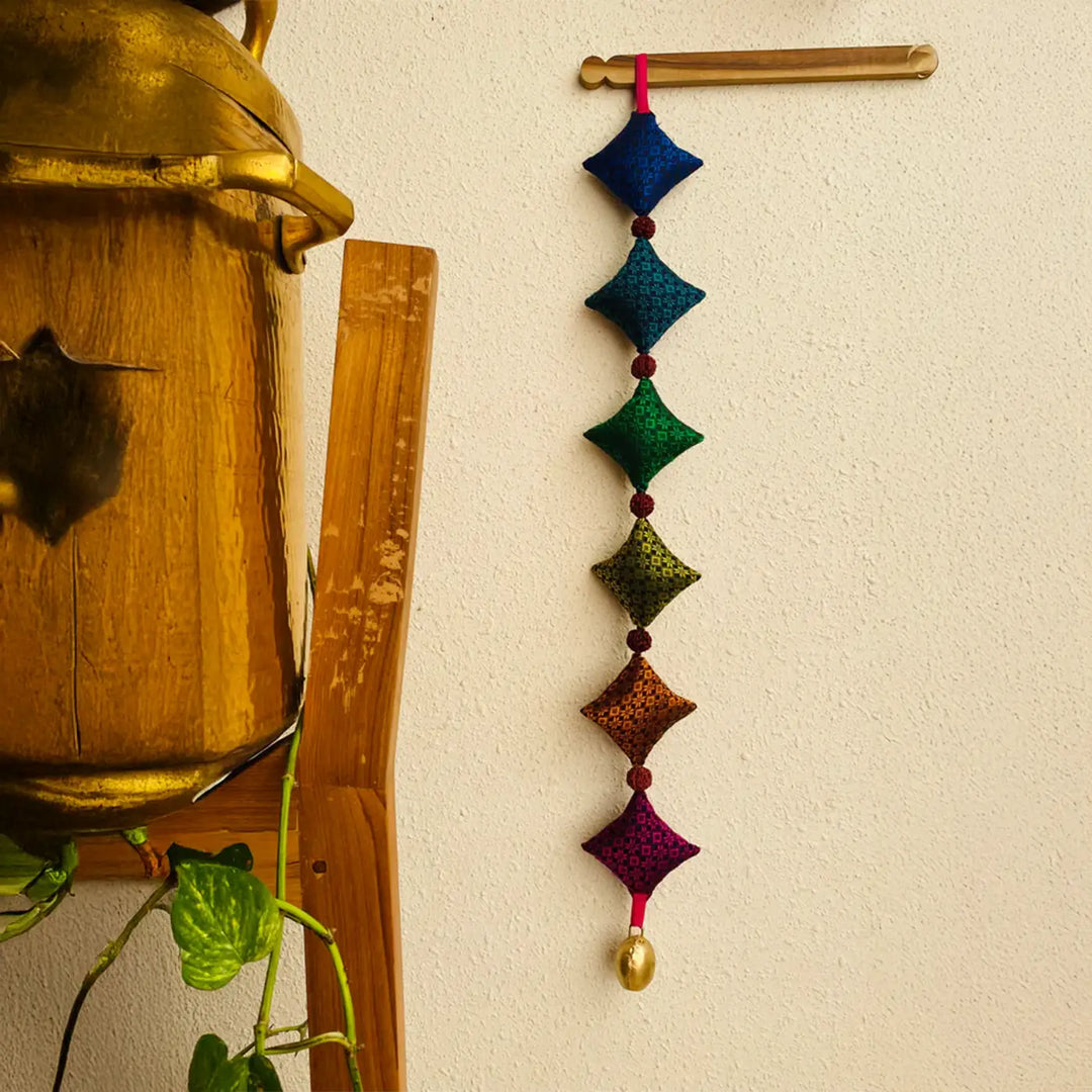 33 Inch Handmade Kite Design Khunn Fabric Cotton Hanging With Rudraksh Beads