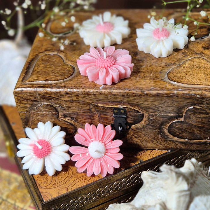 Set of 5 | Handmade Daisy Floating Soy Wax Scented Candle