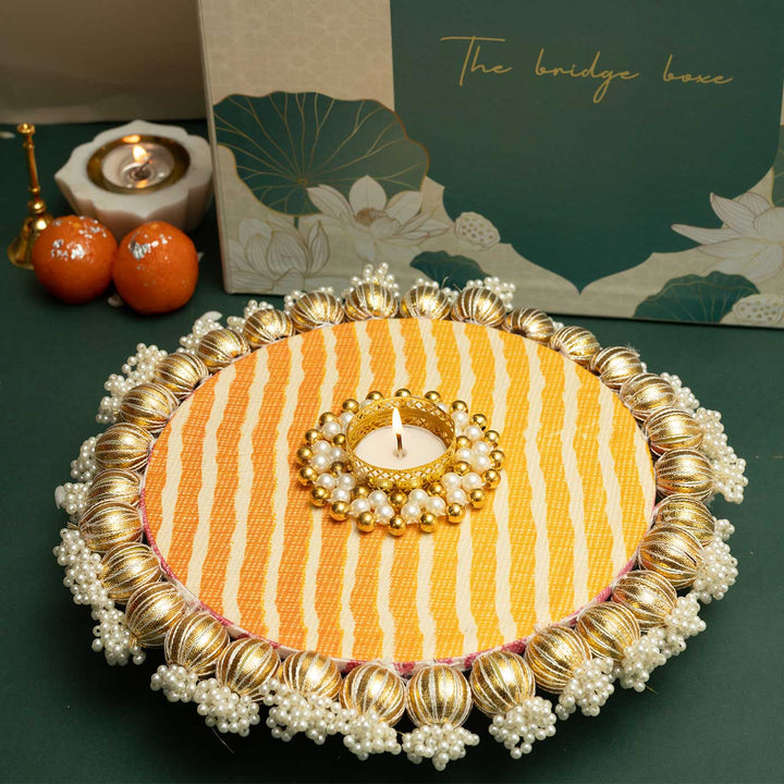 Handmade Shubh Aarrti Wooden Puja Thali