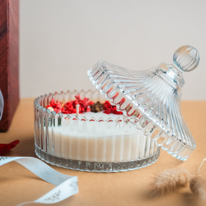 6 inch | Handmade Floral Glass Jar Candle For Decoration