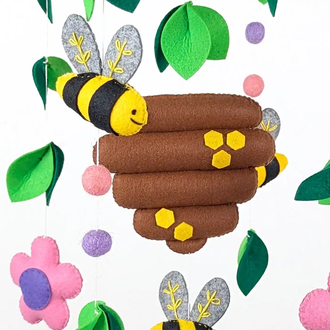 Handmade Honey Bee In The Garden Theme Felt Cot Mobile