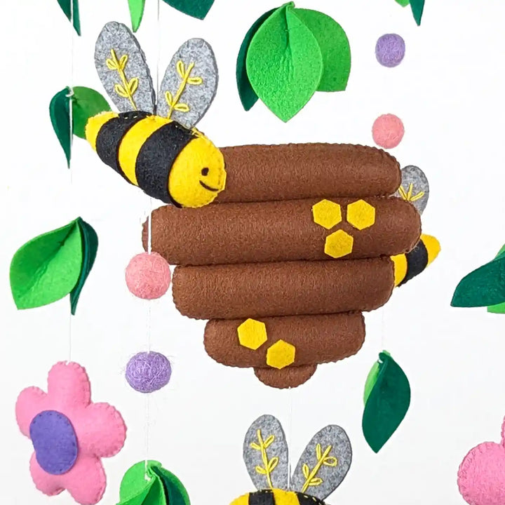 Handmade Honey Bee In The Garden Theme Felt Cot Mobile