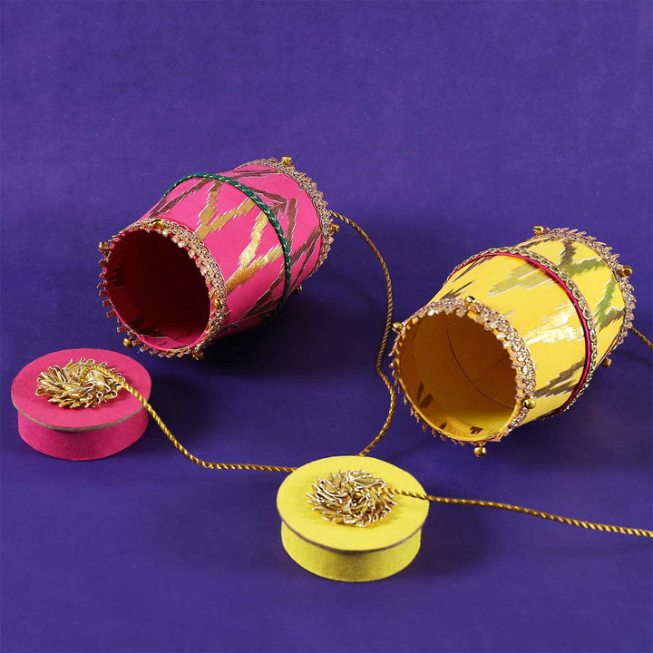 Handmade Dhol Shaped Paper Gift Box | Set Of 2