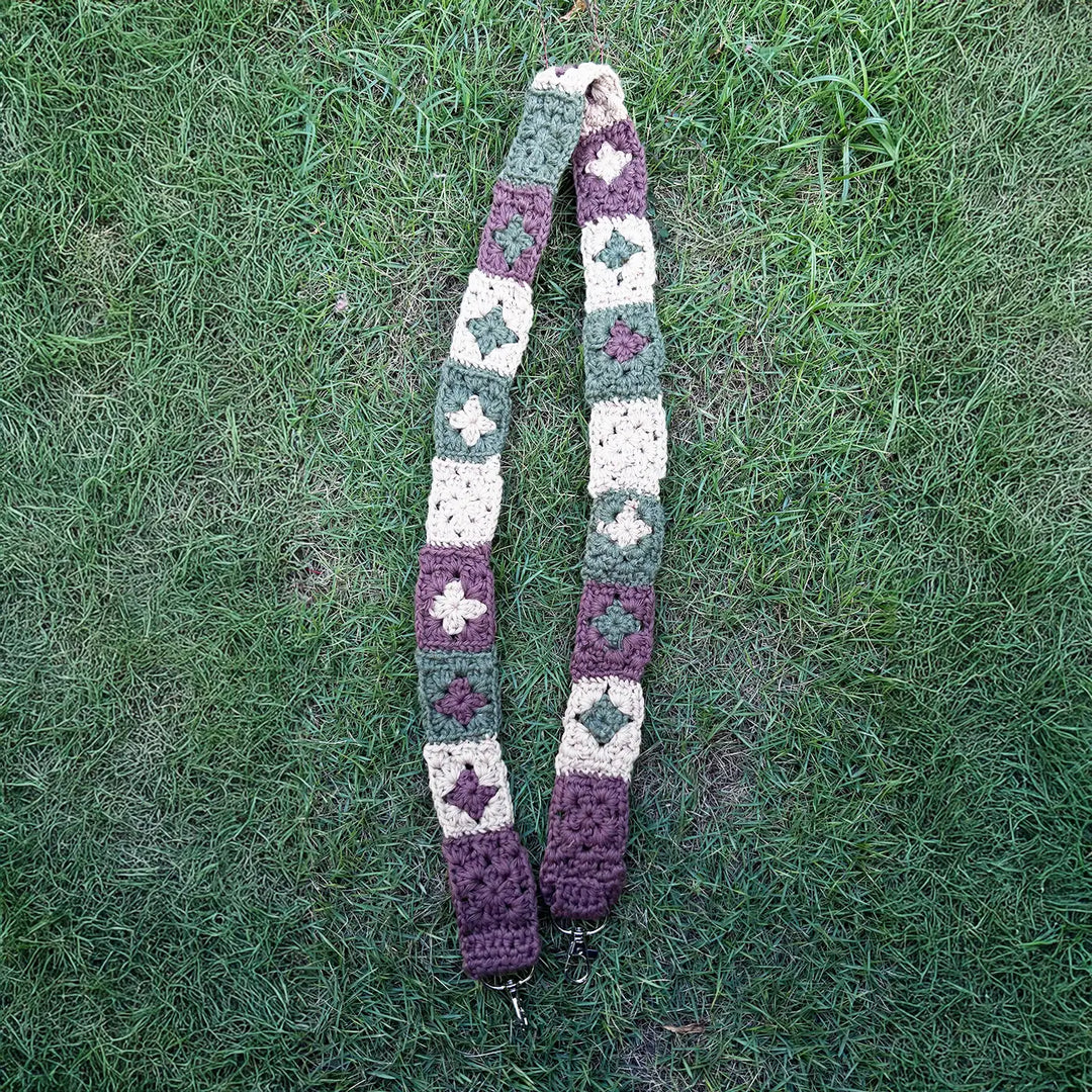 Handmade Crochet Flower Design Cotton Sling Bag Belt