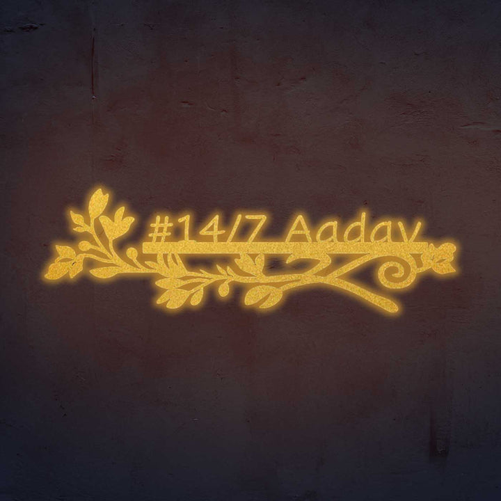 Personalized Laser Cut Sleek Floral Design Steel Name Plate