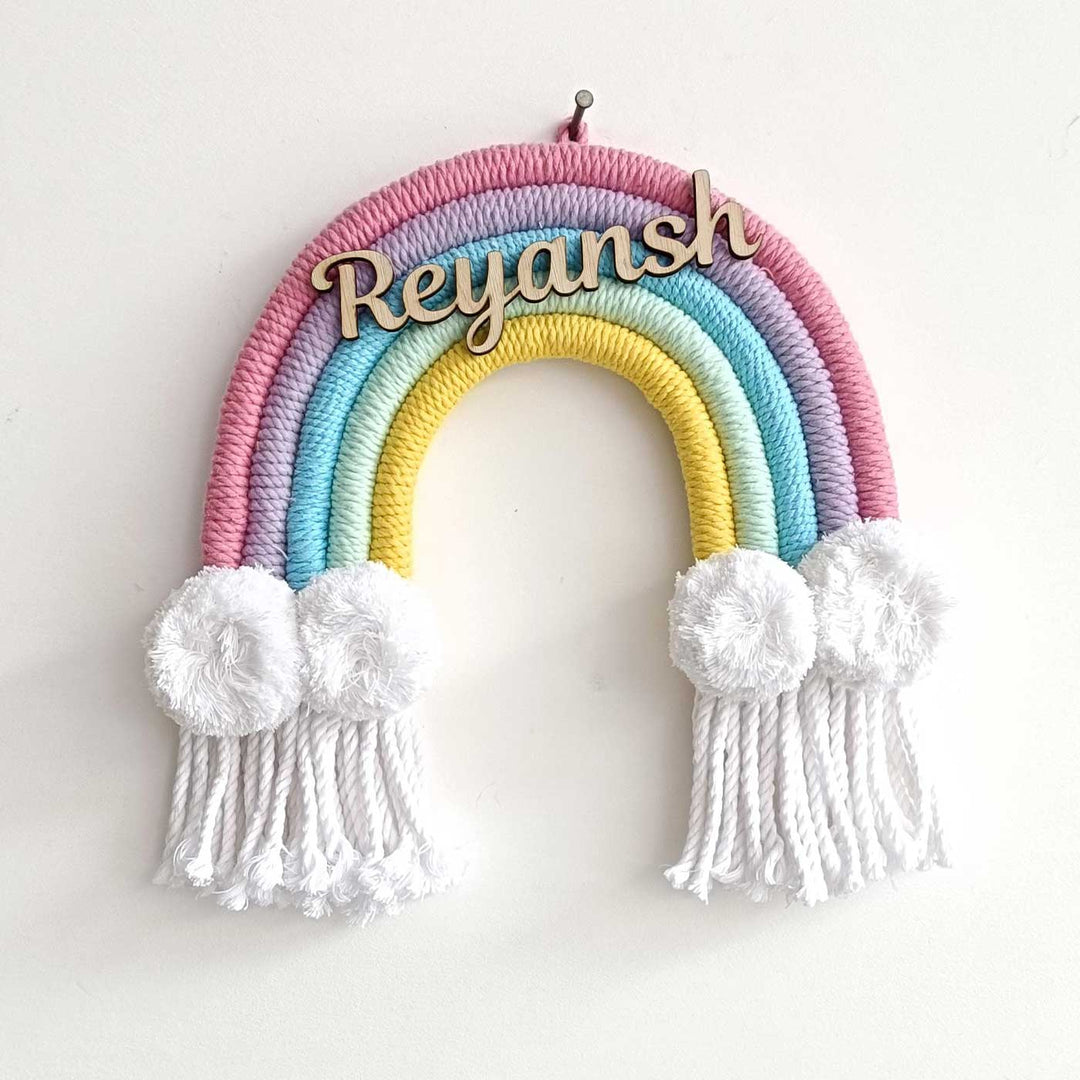 Personalized Macrame Kids Rainbow Name Plate