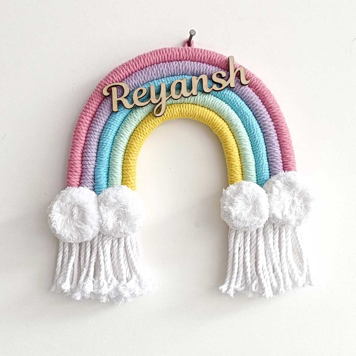 Personalized Macrame Kids Rainbow Name Plate