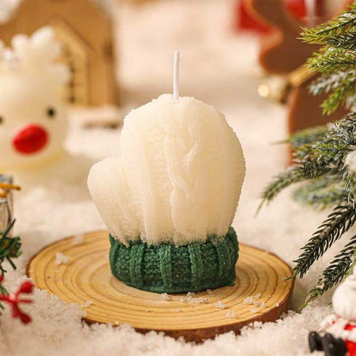 Handmade Mitten Soy Wax Candle For Christmas Decoration | Set Of 2