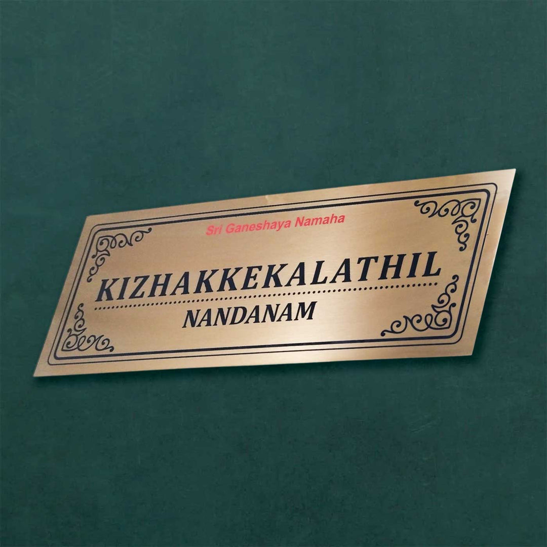 Personalized Weatherproof Ganesha Theme Copper Stainless Steel Name Plate