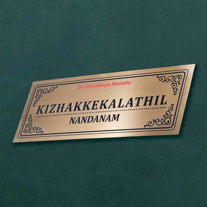 Personalized Weatherproof Ganesha Theme Copper Stainless Steel Name Plate