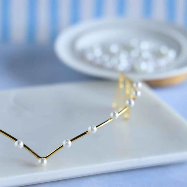 Handmade Moti-Ful 18k Gold Plated Reverse Headband For Weddings