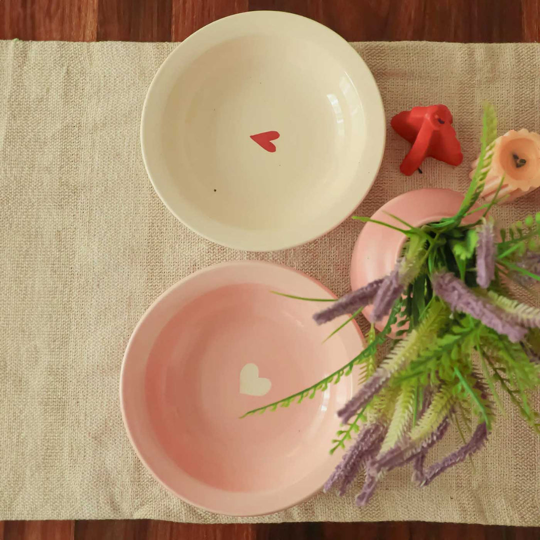 Handmade Cute Heart Motif Ceramic Plate