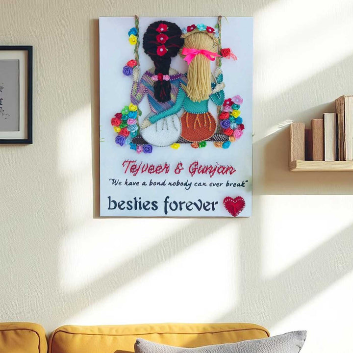 Personalized Handmade String Art Besties Design MDF Wood Decorative Plaque