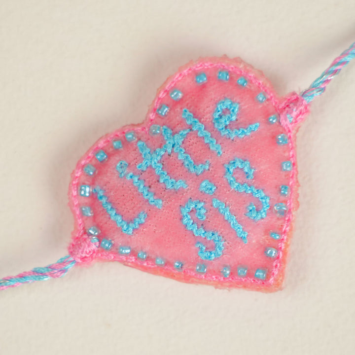Handmade Beaded Lil Sis Theme Rakhi With Roli Chawal For Sister