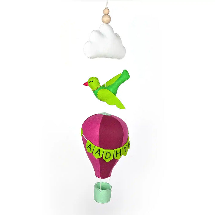 Personalized Handmade Hot Air Balloon Theme Felt Kids Name Plate