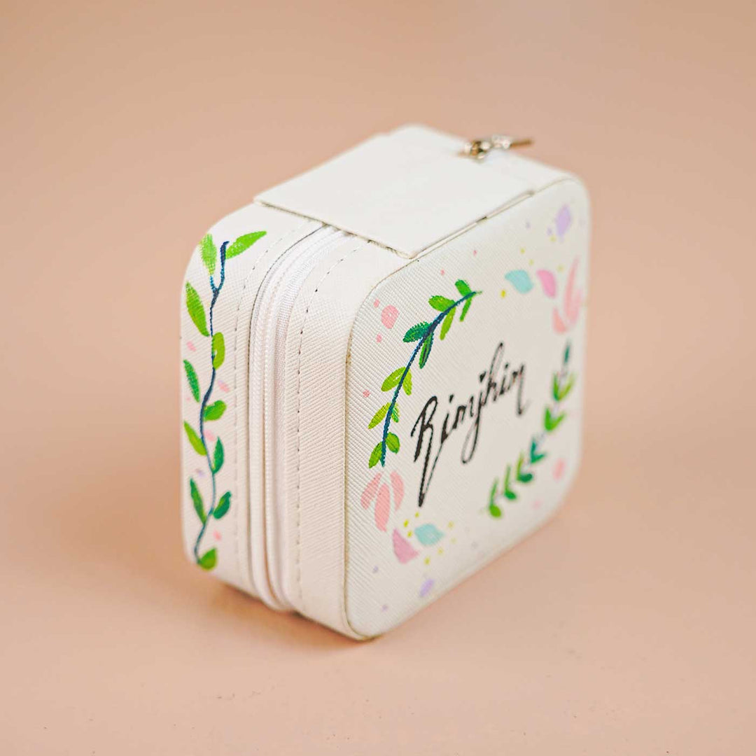Personalized Handmade Leafy Theme Leather Jewellery Box